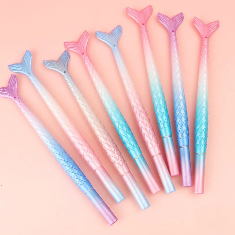Mermaid-themed 0.38mm fine-tip gel pen with cartoon design and plastic shell