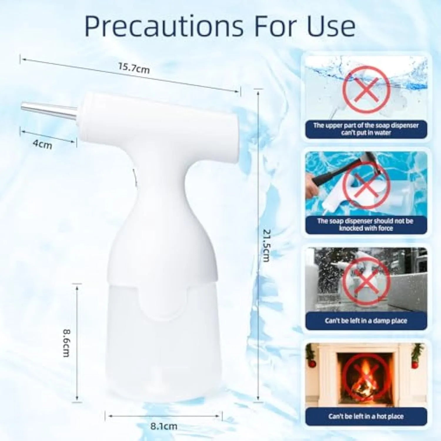 White electric foam soap dispenser with USB charging cable for pet bathing and household cleaning