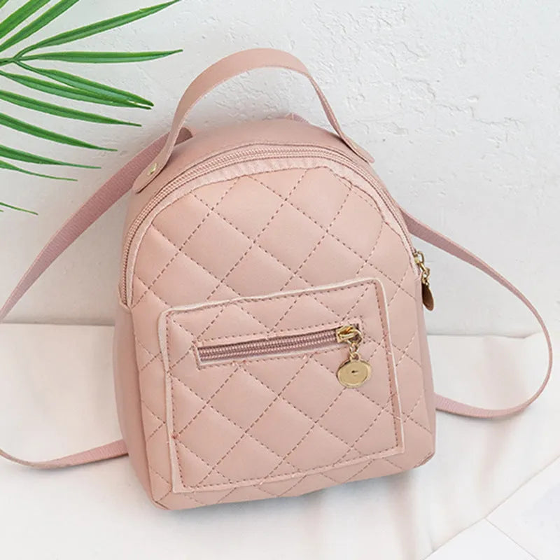 Girls' Korean style embroidered hardback backpack in vertical square shape with sandwich pocket
