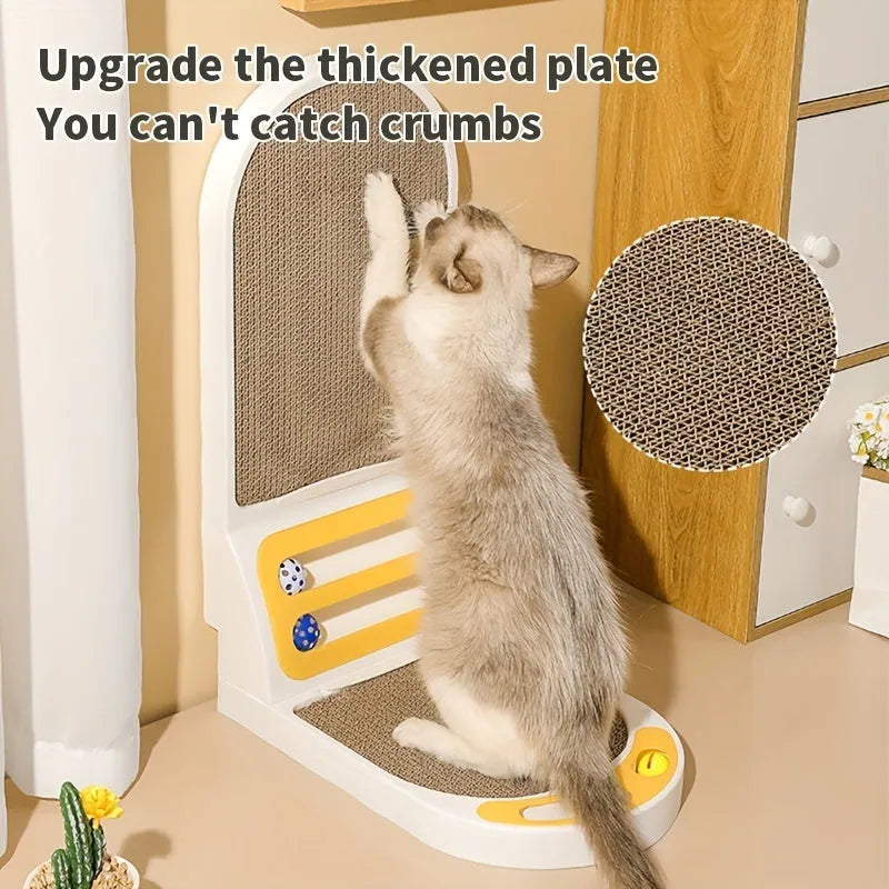 Grey L-shaped vertical cat scratching board for multi-angle furniture protection