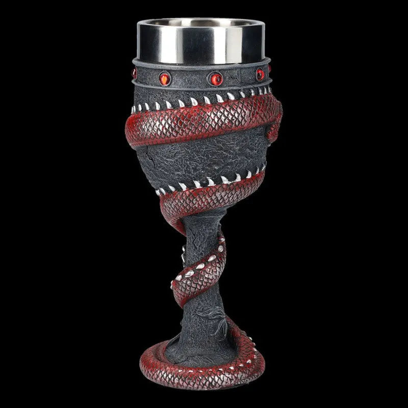 Red wine glass with 3D Chinese dragon design in gold colour, 200ml capacity