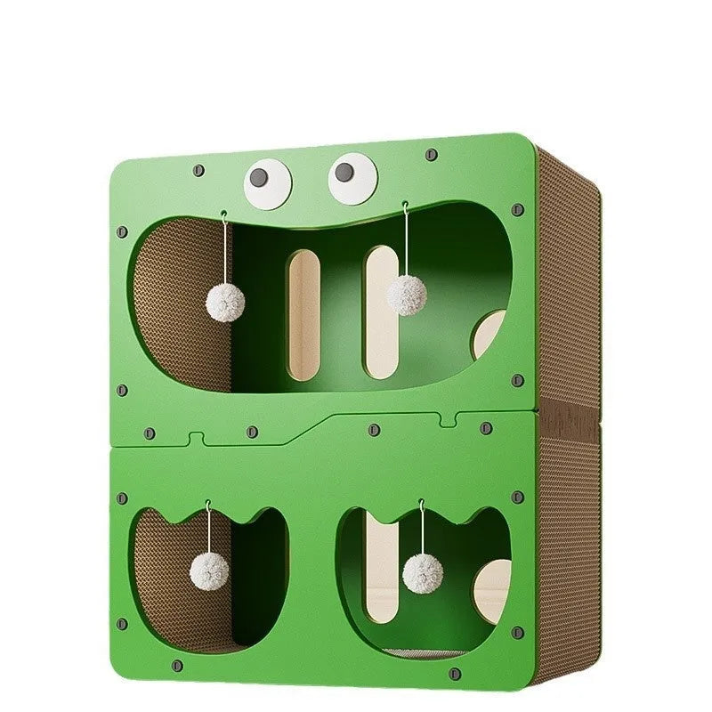 Double-layer cat scratching board with integrated cat nest in big eyes style option