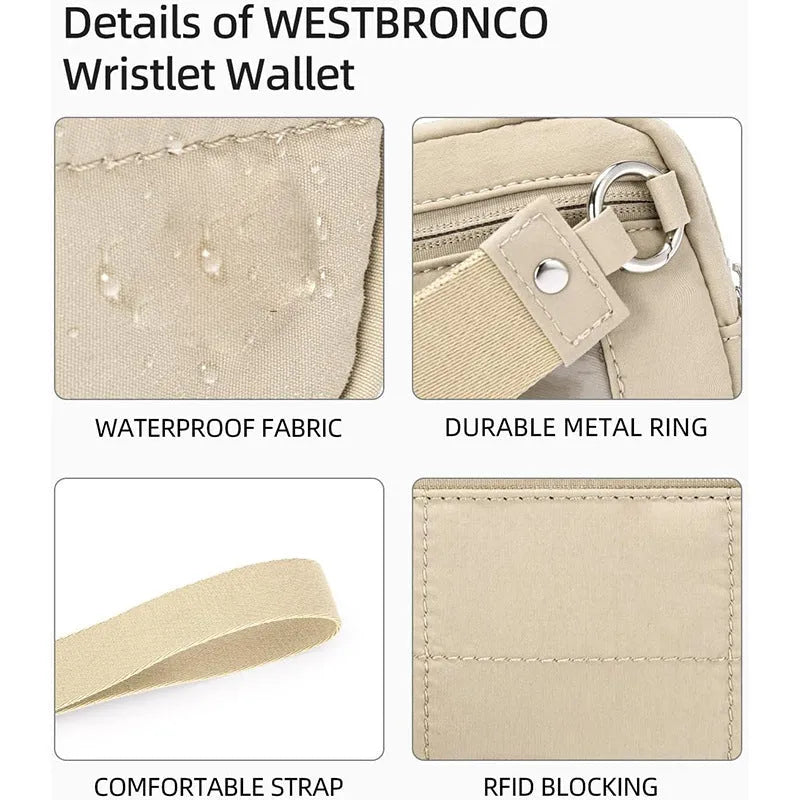 Women's waterproof quilted handbag with transparent deck panel in neutral colour