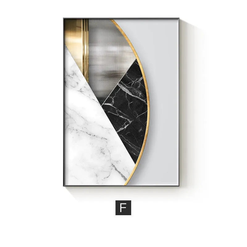 Abstract geometric pattern printed on canvas wall poster in multiple size options