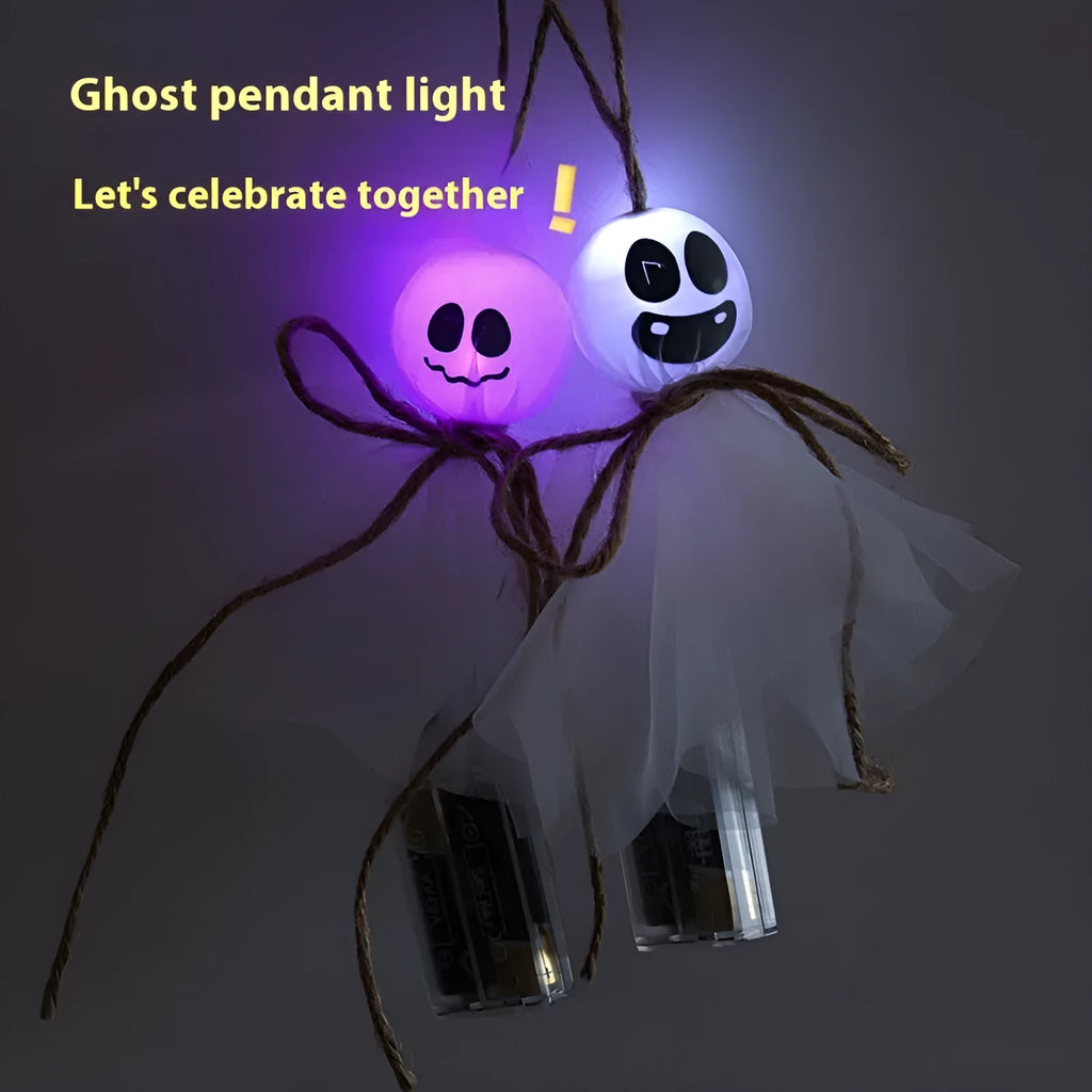 Halloween LED lighting chain with 20 ghost-shaped lights powered by battery box