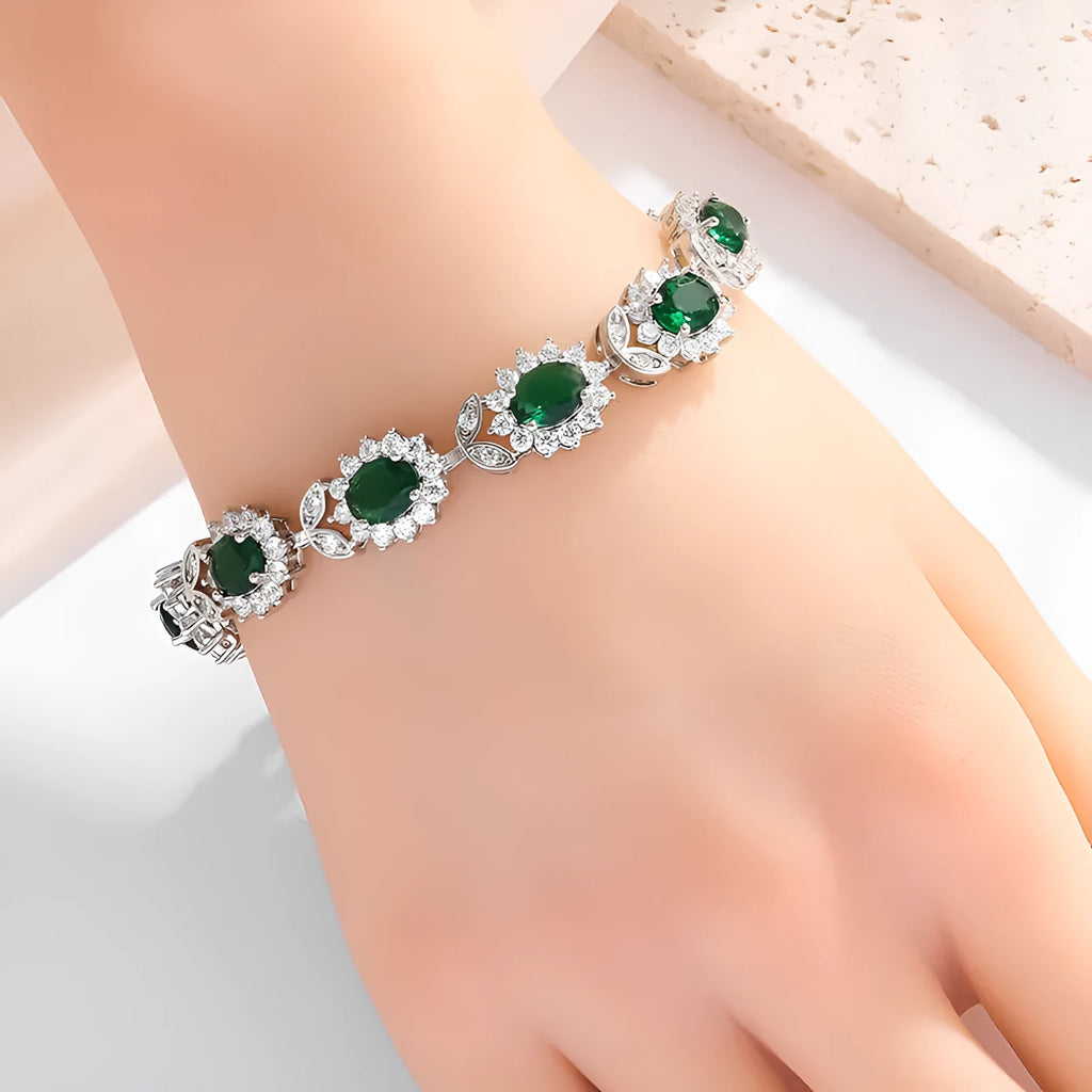 Personality Trend women's simple zircon bracelet in environmentally friendly alloy, shown in one of nine gemstone colour options.