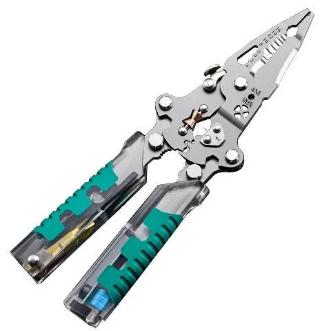 8.8-inch multi-functional electricians' pliers with wire stripper and hardened steel cutting edge