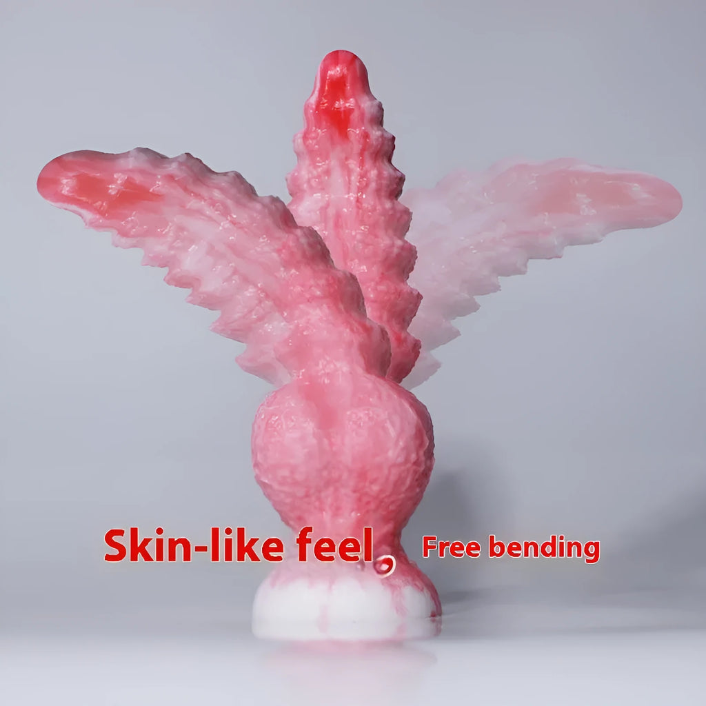 Pink platinum silicone shaped penis masturbation device for women, shown in Berserker S and M sizes.