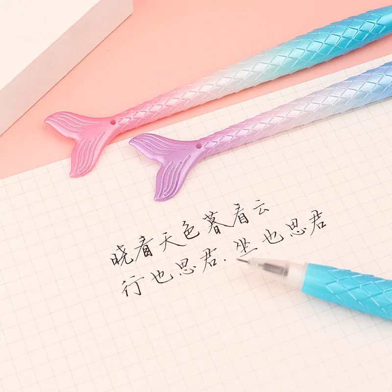 Mermaid-themed 0.38mm fine-tip gel pen with cartoon design and plastic shell