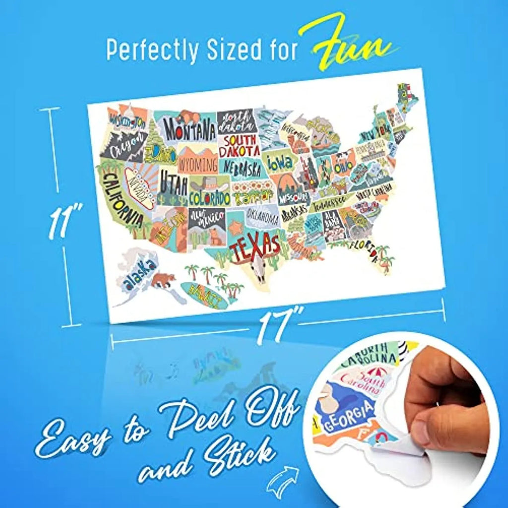 Travel-themed car body sticker set with adhesive letters and map design for vehicle personalisation