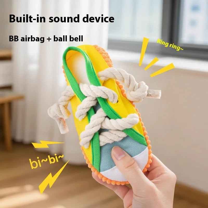 Interactive plastic dog chew toy with squeaker sound mechanism in three colour options