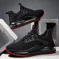 Men's black mesh running sneakers with rubber sole and lace-up closure for summer sports