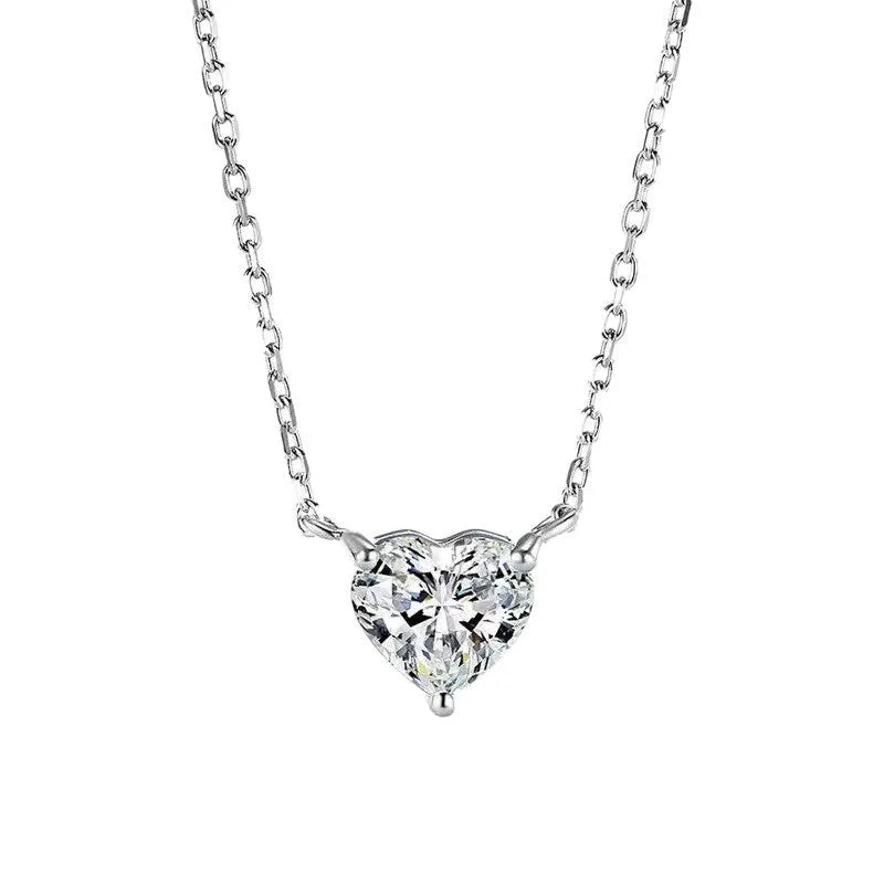 Women's copper necklace with heart-shaped pendant and polished silver finish