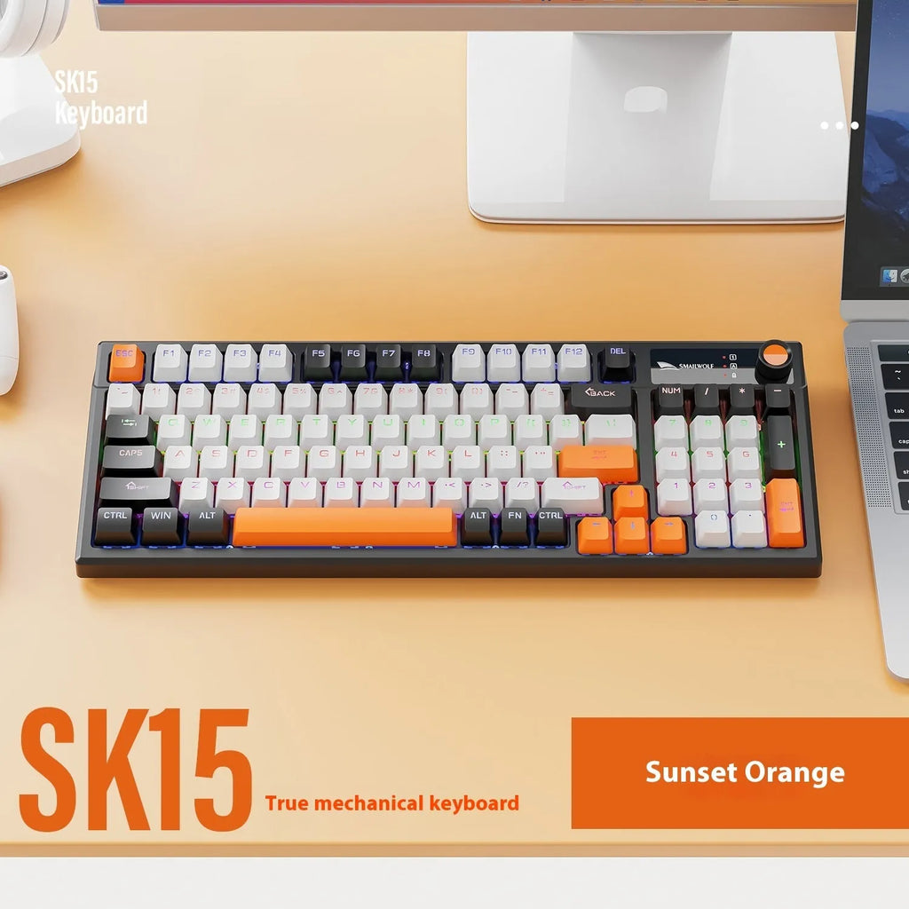 SK15 wired mechanical keyboard with volume knob in compact 75% layout for laptop gaming