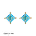 Brass gold-plated drop earrings with pear-shaped candy-coloured zircon stones