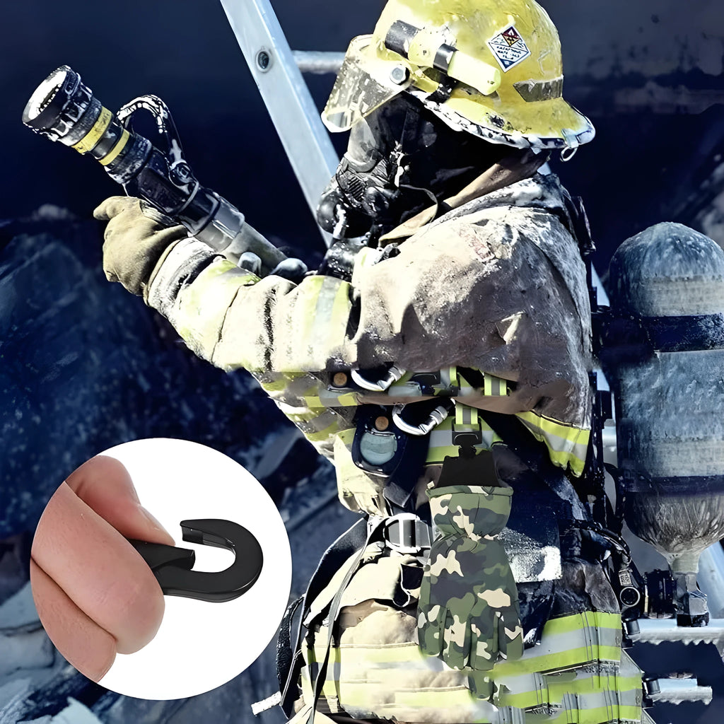 Fluorescent green metal safety clamp with reflective tape for fireman gloves