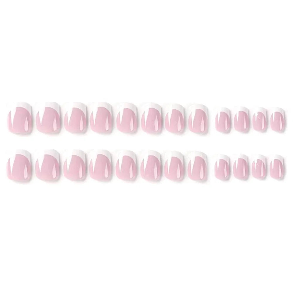 White plaid pattern false nail tips 24 pieces in box