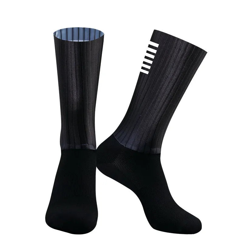 Athletic sports socks for cycling and running in multiple colour options with moisture-wicking fabric