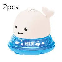 Automatic electric whale bath toy spraying water with flashing coloured lights
