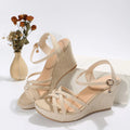Women's wedge sandals with fish mouth toe design in black or milky white colours