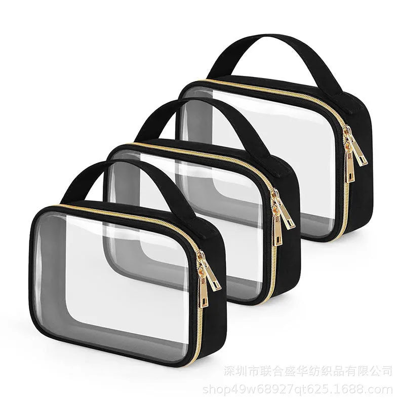 Transparent PVC lipstick storage bag with chain handle in multiple colour options