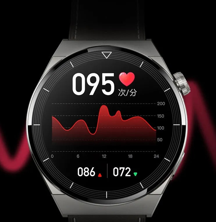 Round screen smartwatch with silicone strap showing Bluetooth and NFC functionality