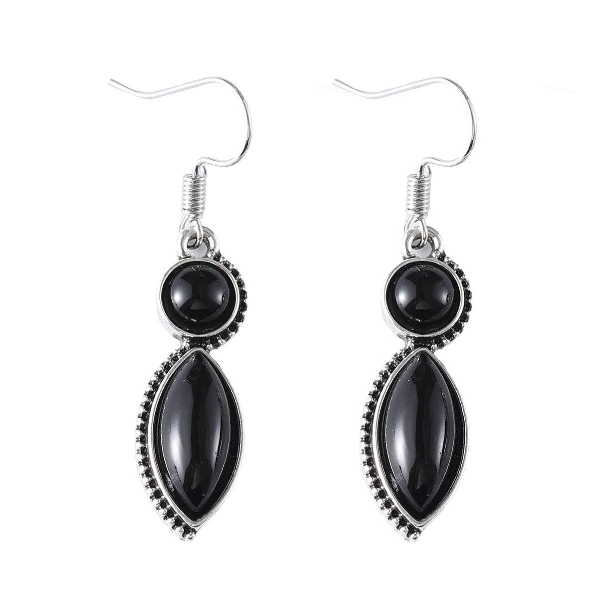 Vintage geometric bohemian earrings with electroplated black and purple finish