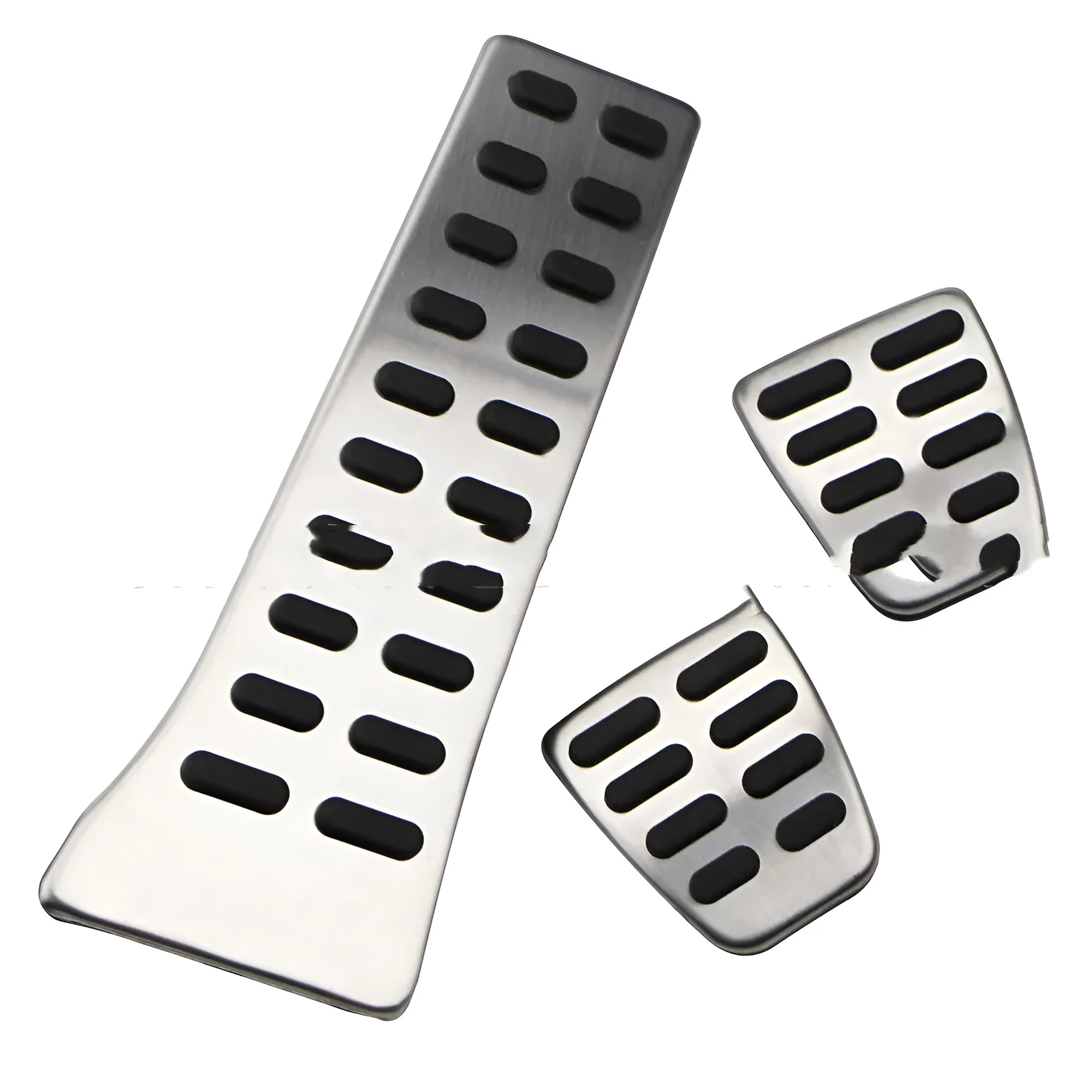 Stainless steel accelerator pedal cover set for Hyundai Tucson and Kia K5 showing automatic and manual variants