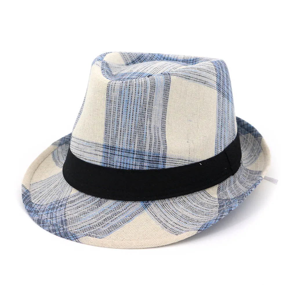 Blue and black polyester sun hat with bell crown and 4.5cm brim for outdoor sun protection