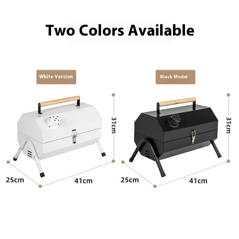 White round chimney portable charcoal grill with removable baking net and carbon tanks