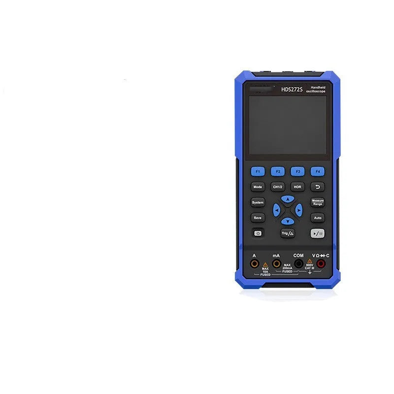 Handheld Owon HDS272 digital oscilloscope with probe accessories for automotive diagnostics