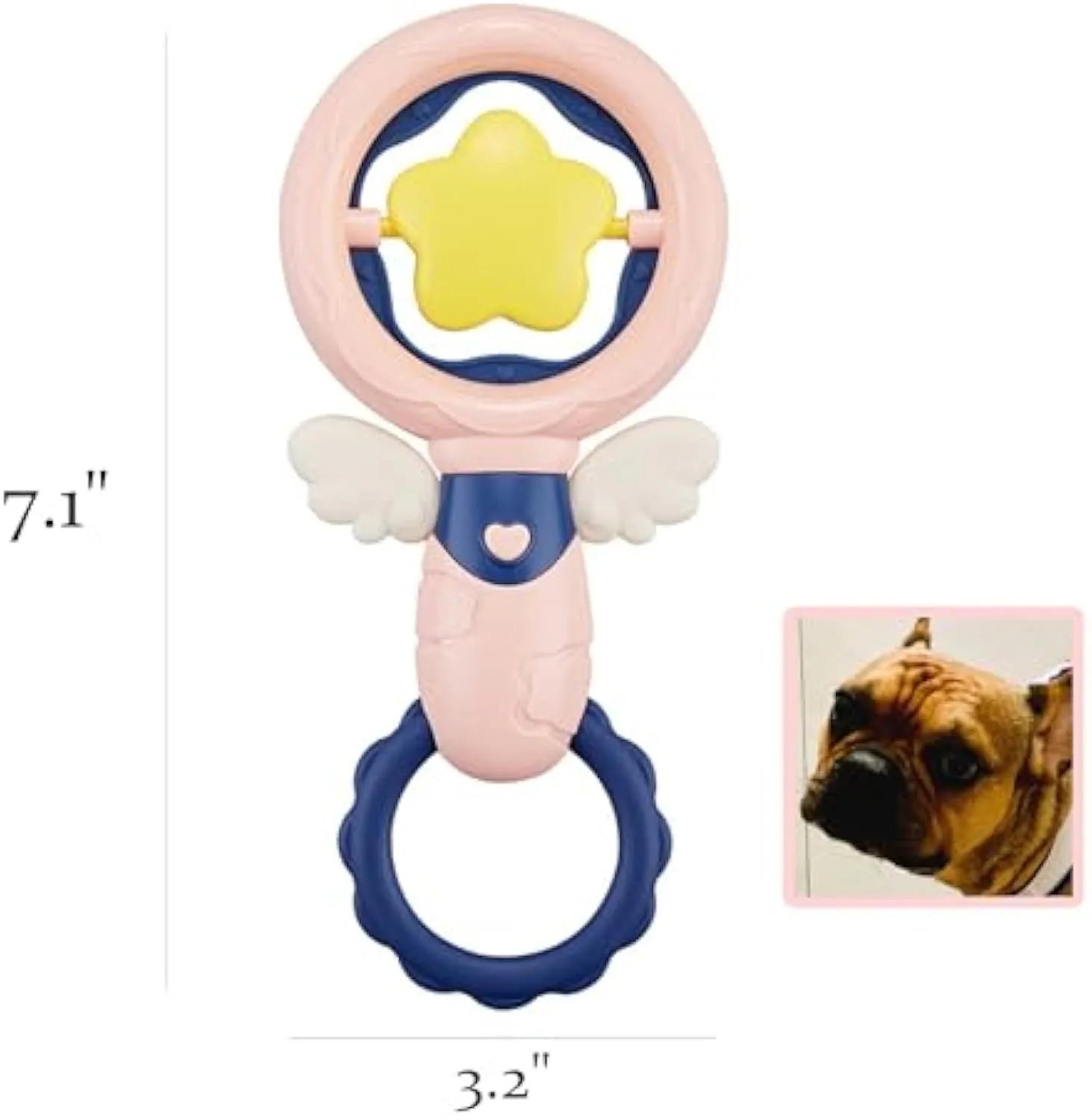 Set of four pink rubber dog chew toys with textured surfaces for dental cleaning