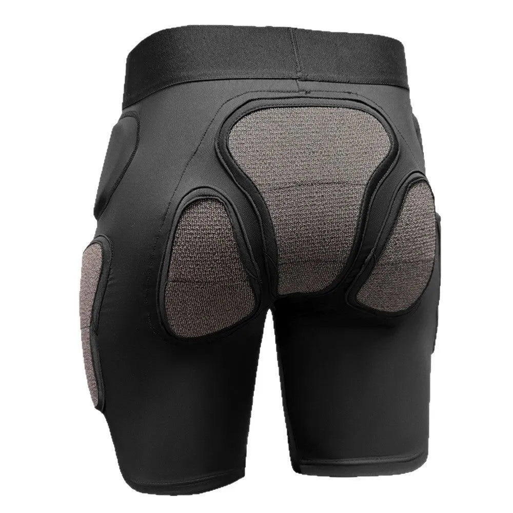 X-ray diffraction ski protective gear set showing slim hip pads and multi-protection knee pads for inner wear.