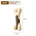 Cowhide and nylon bone-shaped dog chew toy in two sizes, large and small.