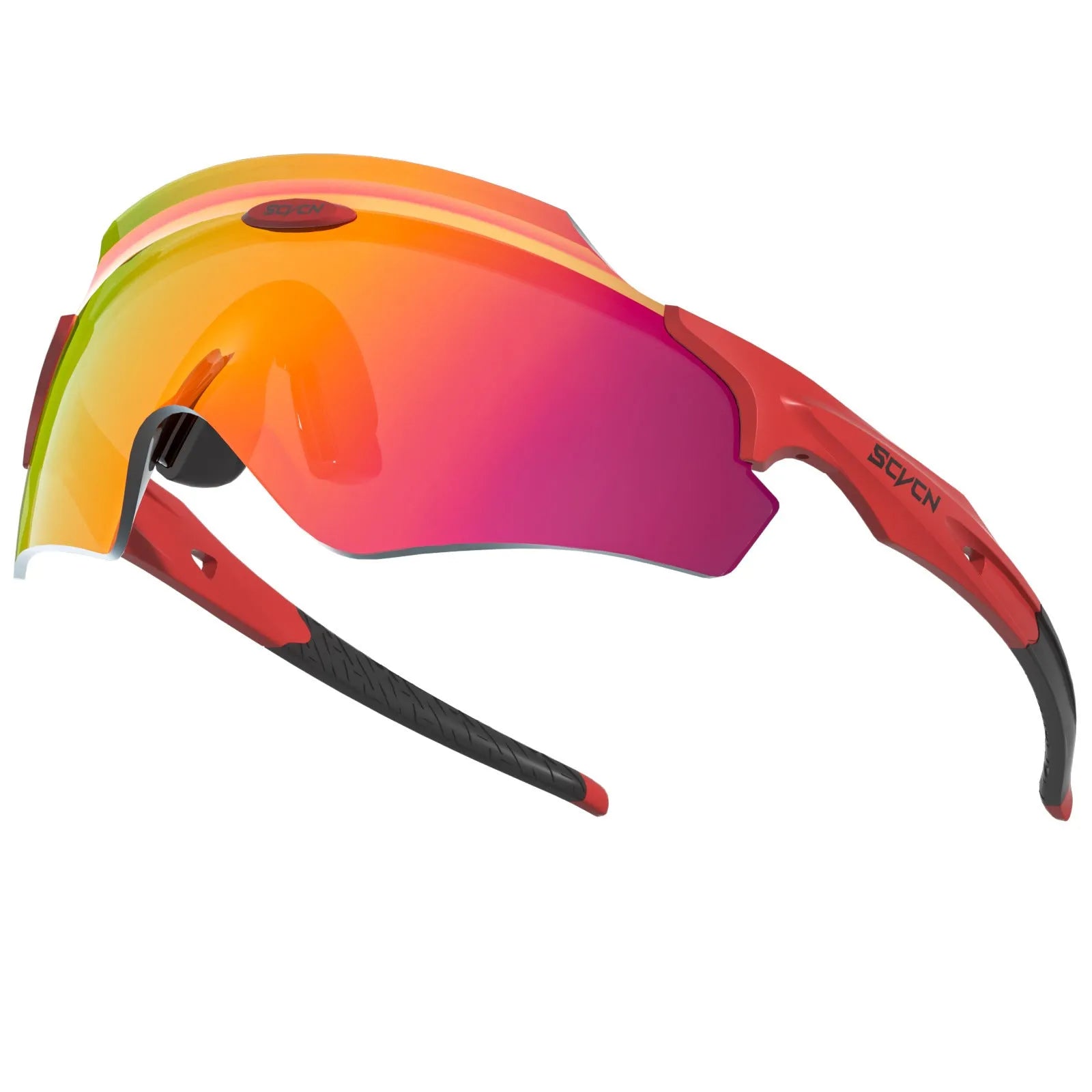 Frameless athletic windproof goggles with colourful integrated lens in sporty design