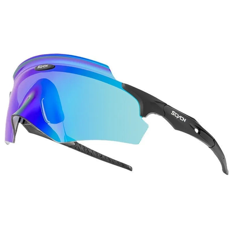 Frameless athletic windproof goggles with colourful integrated lens in sporty design