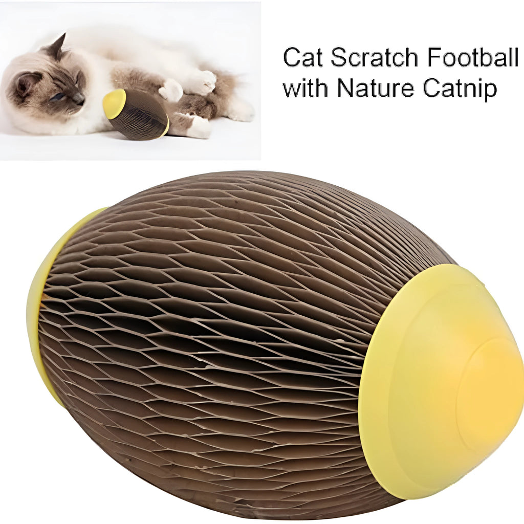 Corrugated paper catnip football toy for cats scratching and play