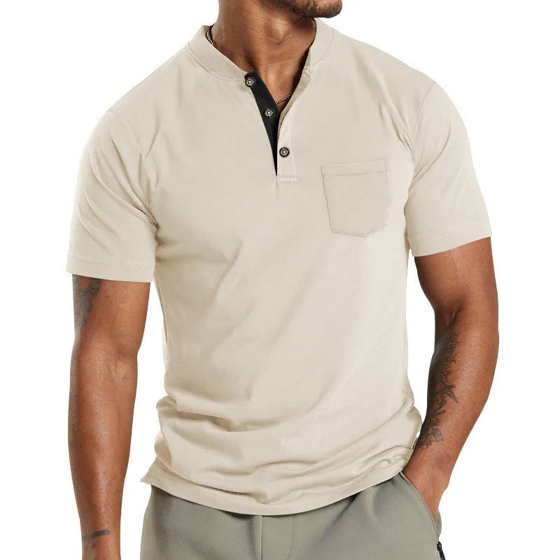 Men's plus size short sleeve polyester shirt with button pocket in multiple colour options