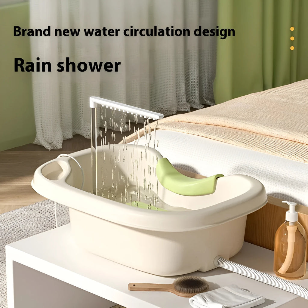 Portable shampoo basin with head pillow, water pump, and drainage pipe for bed hair washing
