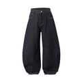 Men's wide leg denim trousers in original cow colour cotton fabric