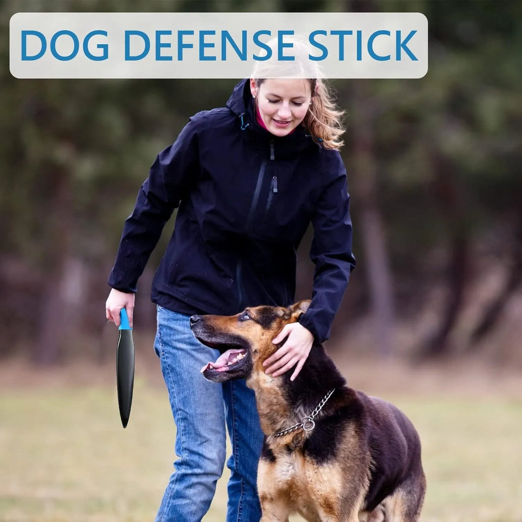 Blue handled nylon dog training break stick for small and medium breed bite control.