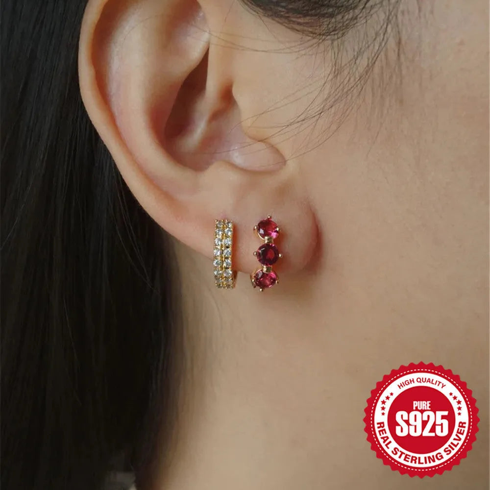Geometric sunflower design earrings in golden-three diamonds colour, made from S925 sterling silver.