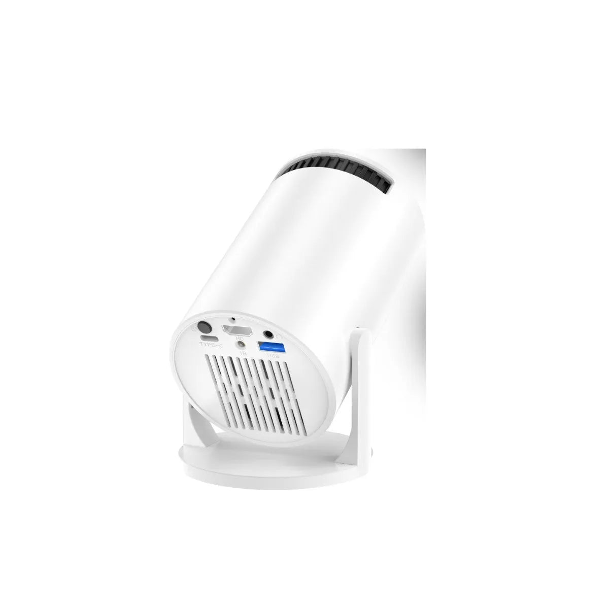White mini wireless portable projector with 1080p HD resolution for home use