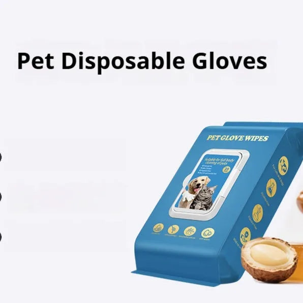 Pack of pet disposable gloves for cat bath cleaning with wash-free design
