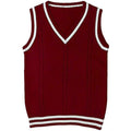 Women's slim-fit V-neck acrylic knitted sweater in striped stitch detail, shown in multiple colours.