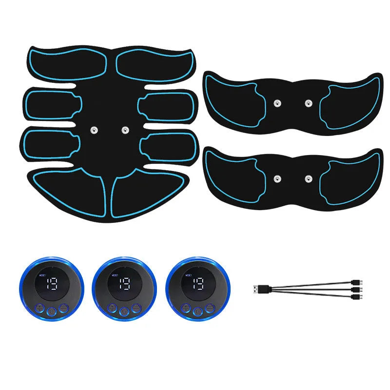 K81 digital display abdominal muscle patch with eight massage points in blue-edged version