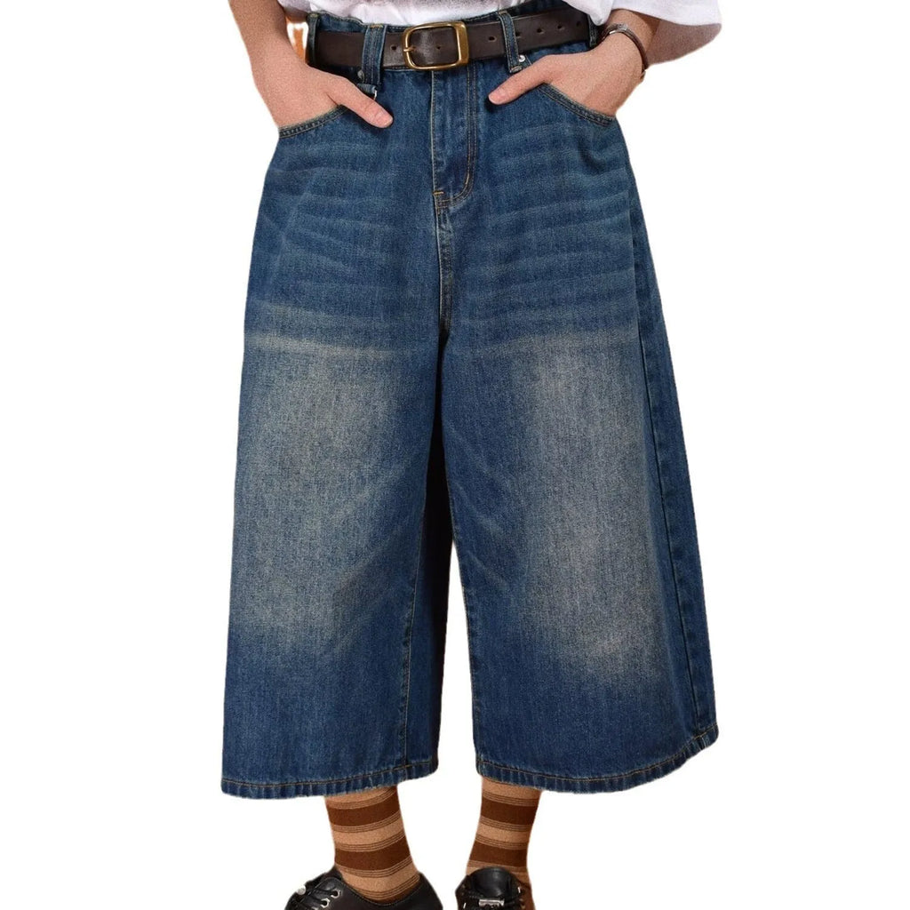 Men's loose straight-leg denim shorts in multiple colours for summer wear