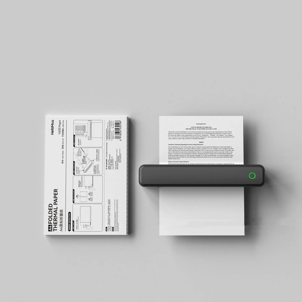 Compact black Bluetooth thermal printer for mobile phone connectivity with 295mm length