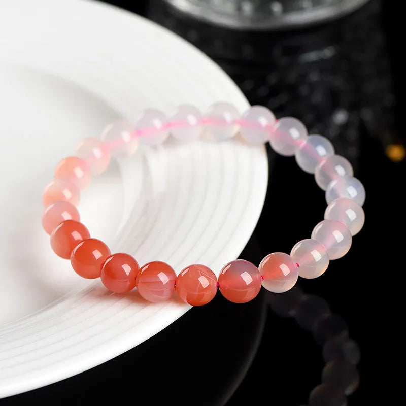 Yanyuan agate bracelet with gradient colour geometric beads in natural stone material