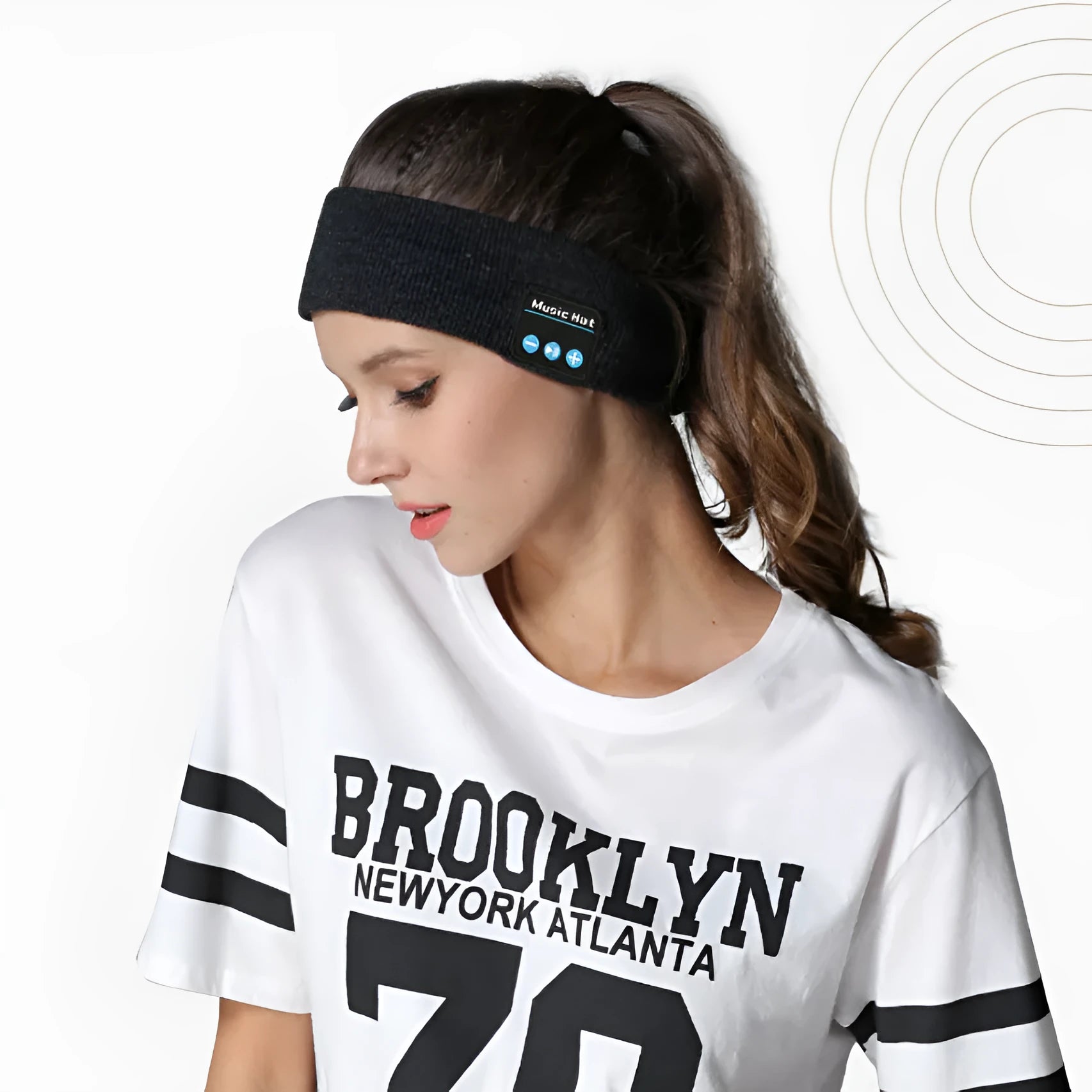 Bluetooth 5.4 sports scarf eye mask headband in black, dark grey or grey-white colours with removable washable design